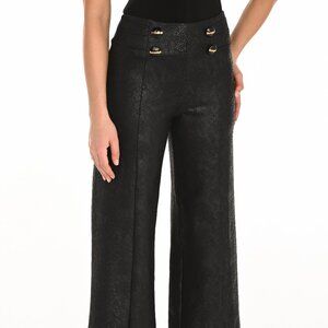 253240 Black Faux Leather Gold Military style buttons Pants by FRANK LYMAN
